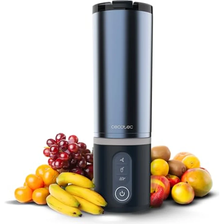 Cecotec Personal Blender Power Titanium Shake2Go, Dark Steel, 180 W, BPA-freier Metallbecher 600 ml, 3 Automatikprogramme – Bild 1
