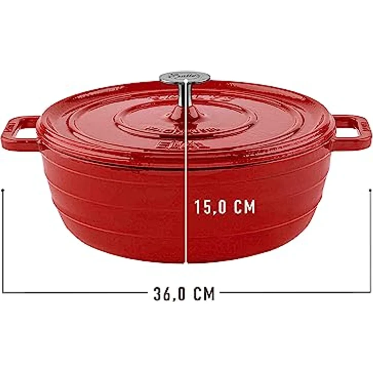Sallys 'Ela' Deluxe Gusseisentopf - Robustes und Hochwertiges Kochjuwel für Perfektes Garen (Lava Red) – Bild 3