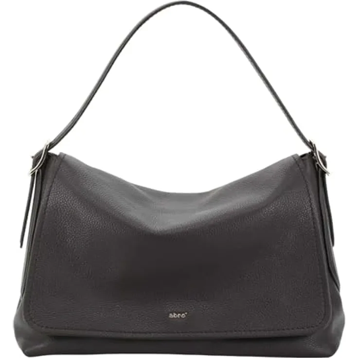 Abro Carina Schultertasche, Leder 26 cm, Braun, mit abnehmbarem Umhängeriemen und Reißverschlussfach
