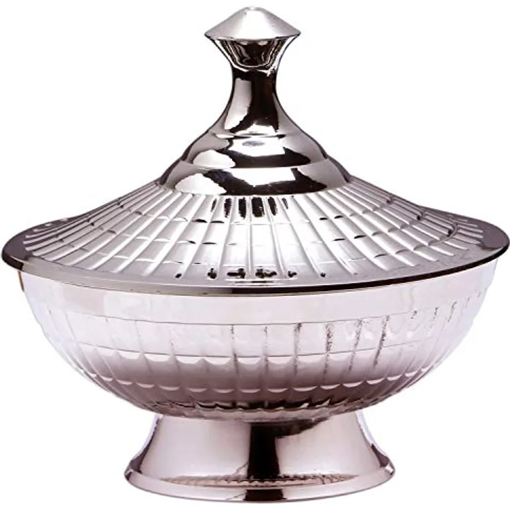 Orientalische Zuckerdosen Dosen aus Messing in Silber Anwar 12cm| Marokkanische Minzdose Tee Kaffee Dose klein | indische Vintage Vorratsdose Gewürzdose rund | Orientalische Dekoration auf dem Tisch
