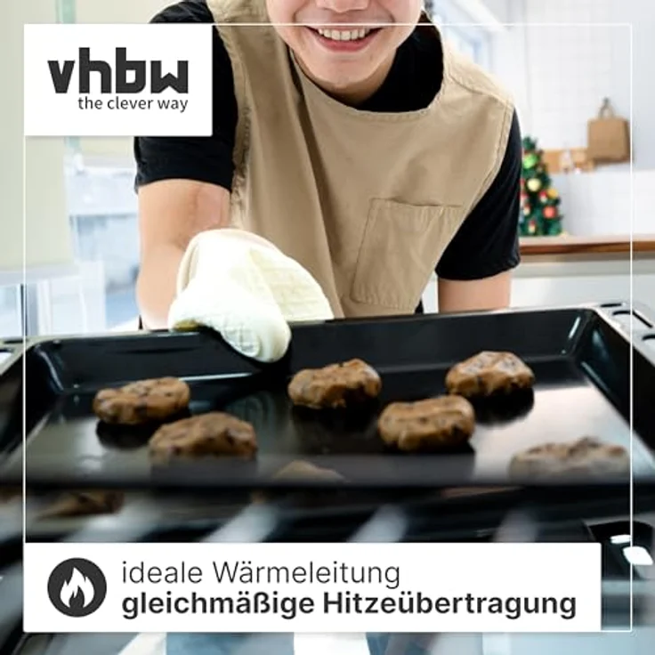 VHBW Backblech kompatibel mit Siemens HB676G0S1/28, HB676GBS1/01, HB676GBS1/05, HB676GBS1/35, HB678GBS6/05 - 45,8 x 36,5 x 4 cm, antihaftbeschichtet, emailliert, schwarz, spülmaschinenfest – Bild 7