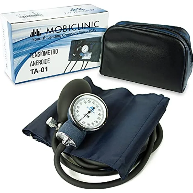 Mobiclinic, Blutdruckmessgerät manuell, Blutdruckmessung, Europäische Marke, blutdruckmessgeräte für oberarm, Genauigkeit, Gummipumpe, Leicht, Einfach zu bedienen, Blau
