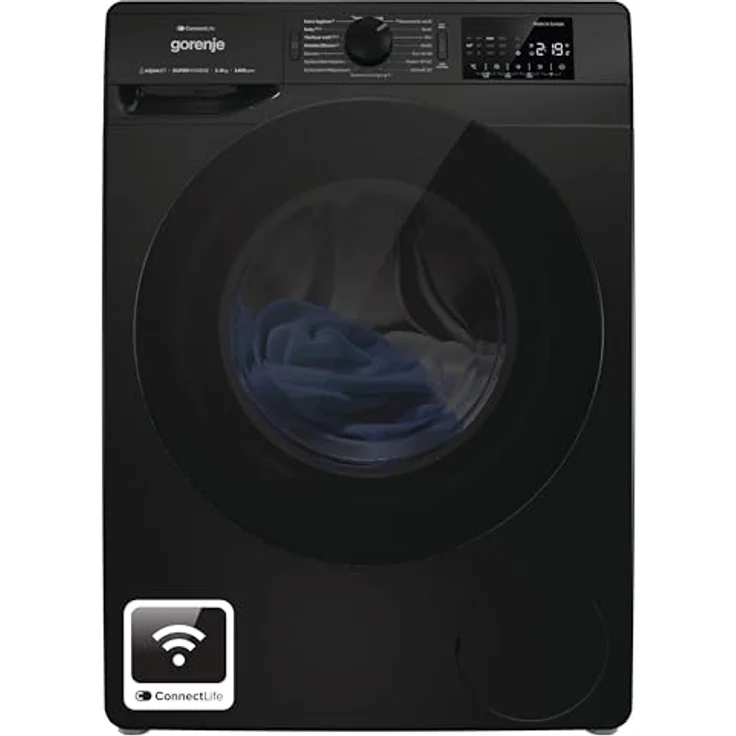 Gorenje WPNEI94A1DTSB, Waschmaschine mit Dampffunktion, 9 kg, 1400 U/min, WLAN-Steuerung, Hygiene-Programm, Kindersicherung, Schwarz – Bild 1