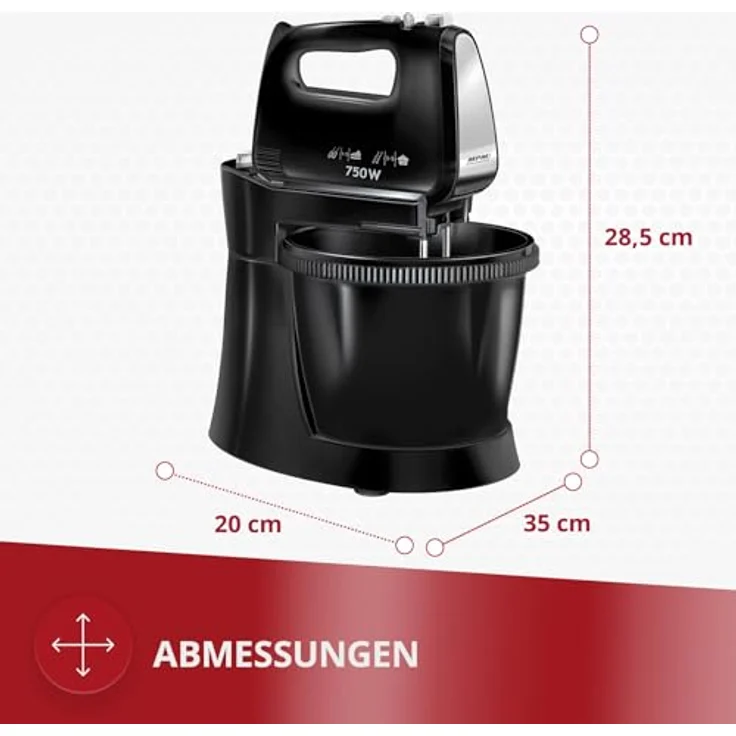 MPM Mikser ręczny MPM MMR-20Z/C z misą obrotową czarny, Küchenmaschine, Schwarz – Bild 6
