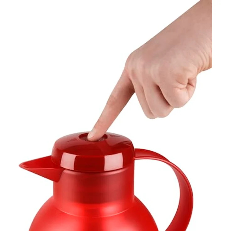 Emsa 504232 Samba Isolierkanne (1 Liter, Quick Press Verschluss, 12h heiß, 24h kalt) rot – Bild 2