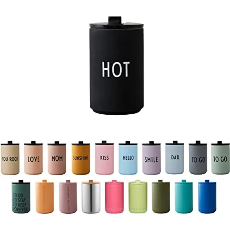 Design Letters Thermobecher 350ml | Kaffeebecher aus Edelstahl doppelwandig isoliert, auslaufsicher | Kaffeebecher to Go | Isolierbecher | hält 6h heiß, 12h kalt | Skandinavisches Design tasse
