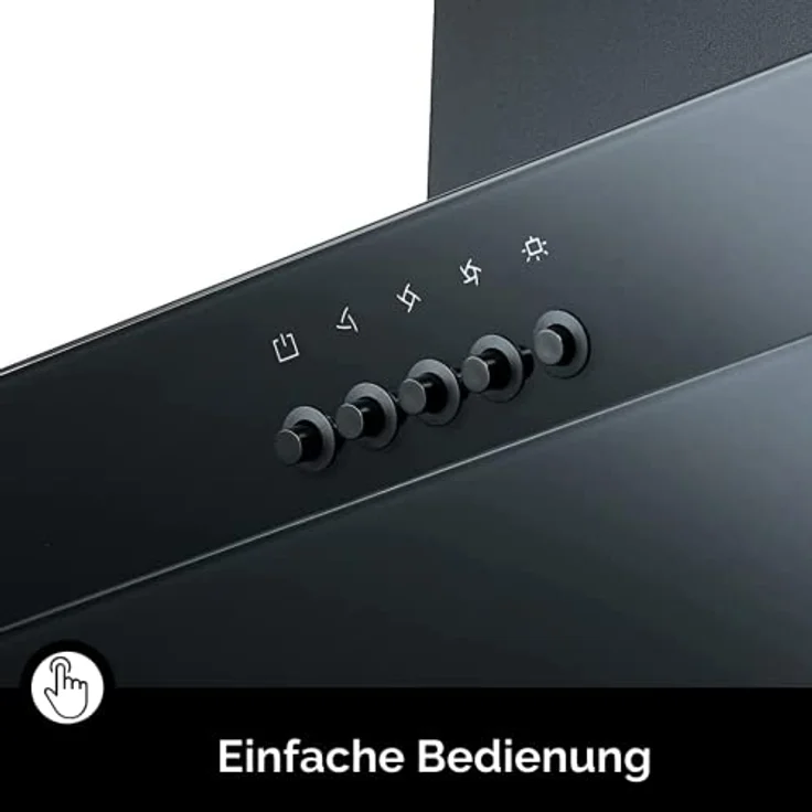 PKM S22-60 BBPY, Motorhaube, Kamin abgewinkelt, Breite: 59.5 cm, Tiefe: 28.2 cm, Absaugung und Rückführung (mit zusätzlichem Rückführungsset), Schwarzes Glas – Bild 4