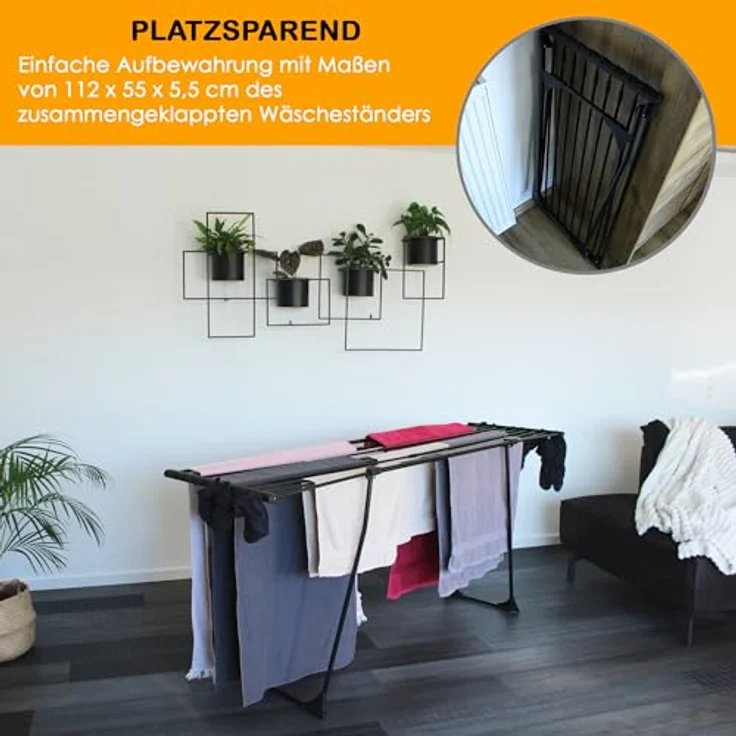 Yoursol Wäscheständer Florenz in Schwarz, ausziehbar mit 20 m Leine und Rollen, extra dicke Leinen, TÜV/GS Zertifiziert – Bild 5
