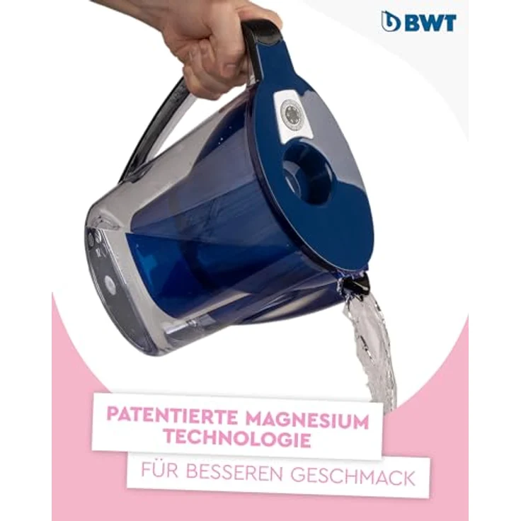 BWT Aqualizer Home Tischwasserfilter, Blaue Kunststofffilter mit Magnesium-Technologie, spülmaschinentauglich, ergonomisches Design – Bild 3