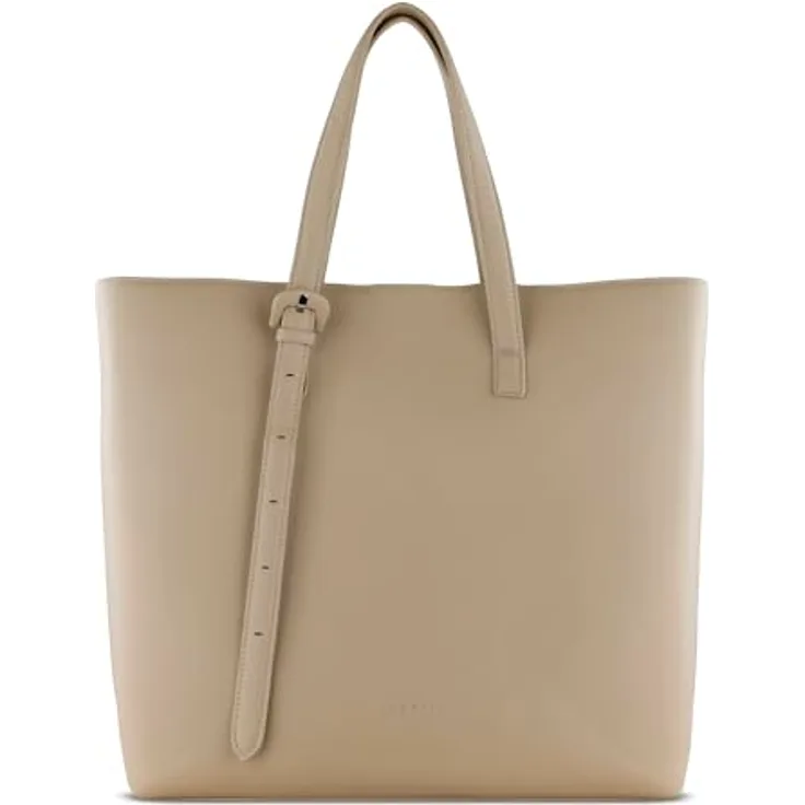 bugatti Luna Shopper Tasche, 35 cm mit Laptopfach, 100% Polyurethan, beige