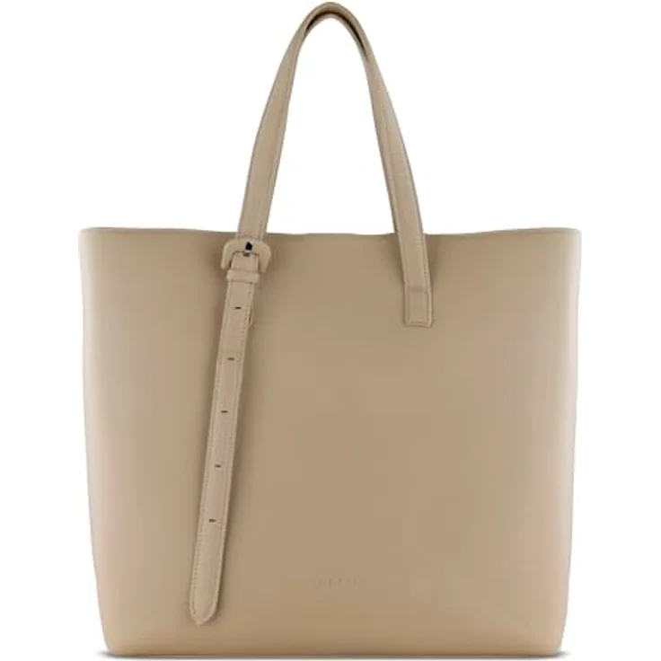 bugatti Luna Shopper Tasche, 35 cm mit Laptopfach, 100% Polyurethan, beige – Bild 1