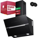 LEVIVO Kopffreie Dunstabzugshaube 60cm A+++ Umluft & Abluft, 720 m³/h, 3 Leistungsstufen, 2 Aktivkohlefilter, 1 Fettfilter, Touchscreen, LED-Beleuchtung