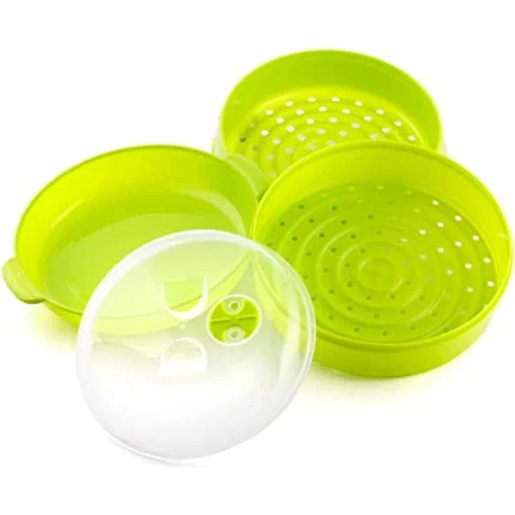 InnovaGoods Dampfgarer für die Mikrowelle, 2 Ebenen, Fresh, Farbe: grün, Maße: 22 x 12-17 cm – Bild 4