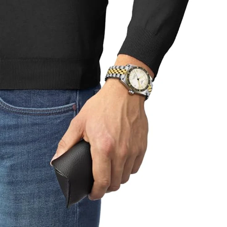 Tissot PR516 Powermatic 80, Automatik Herrenuhr / Unisex, Edelstahlgehäuse in Bicolor mit schwarzem Mineralglas-Lünettenring, weißem Zifferblatt, 80 Stunden Gangreserve, Wasserdicht bis 100 m – Bild 5