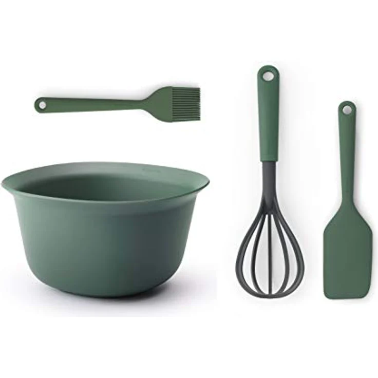 Brabantia Back Set TASTY+ Fir Green, Rührschüsseln mit Schneebesen, Backpinsel und Teigschaber – Bild 2