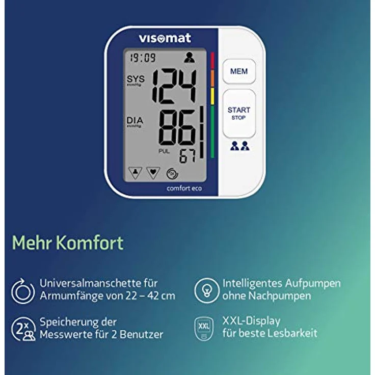 visomat comfort eco - Oberarm Blutdruckmessgerät, vollautomatische und sichere Blutdruckmessung, validierte Messgenauigkeit, Hersteller mit über 40Jahren Erfahrung – Bild 6