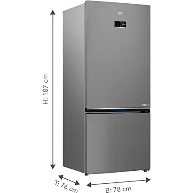 Beko B7RCNE595ZXPW freistehende Kühl-Gefrierkombination, großer Kühlschrank, 551 l Nettovolumen, NoFrost, AeroFlow, Multizone (Gefrier- oder Kühlbereich), HarvestFresh, Türalarm, Edelstahl-Look – Bild 2