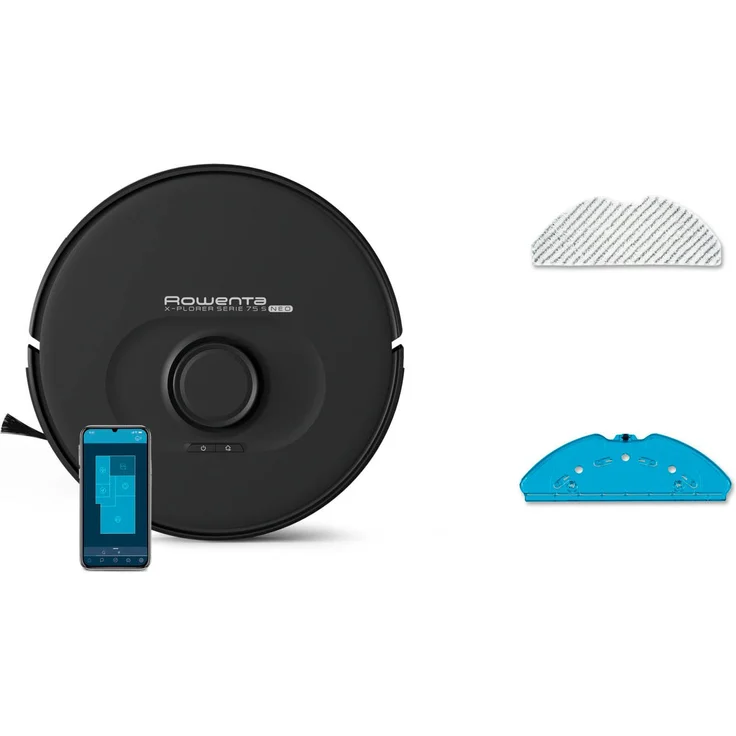 Rowenta X-Plorer 75S Neo, Nass-Trocken-Saugroboter mit Wischfunktion, 2700 Pa Saugleistung, präzise Lasernavigation, Sprach-Assistent, lange Akku-Laufzeit, RR85E1