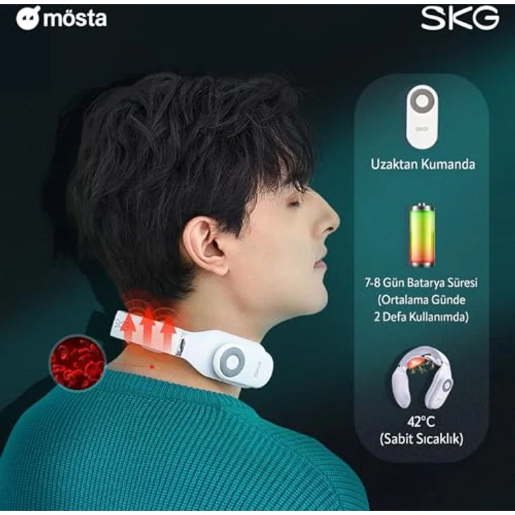SKG Nackenmassagegerät, 4098E, weiß Muskeltherapie zum Stressabbau, patentierte elektronische Technologie, batteriebetrieben – Bild 5