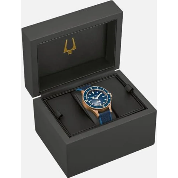 Bulova Automatic Mil-Ships Special Edition, Herrenuhr mit Antireflex-Saphirglas und blauem Zifferblatt, Dunkelblau 98A325 – Bild 9