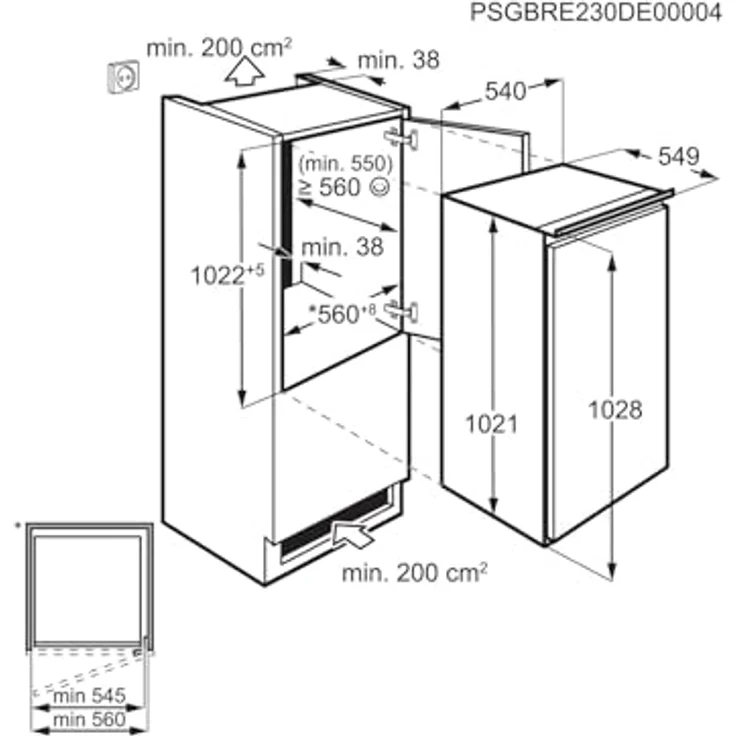 AEG NSK5O101ES Einbaukühlschrank / 1030 mm / 182 L / Schlepptür, mit LED-Innenbeleuchtung, rechts wechselbar – Bild 6