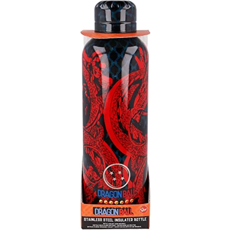 Stor THERMOSFLASCHE AUS Edelstahl 515 ML | Dragon Ball Bottiglia, Stainless Steel, Schwarz, Mediano