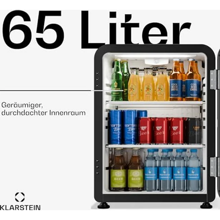 Klarstein Audrey Evo Getränkekühlschrank 65 L, Glastür, einstellbare Temperatur 0–10 °C, LED-Beleuchtung, leiser Betrieb, 2 Regalböden – Bild 2