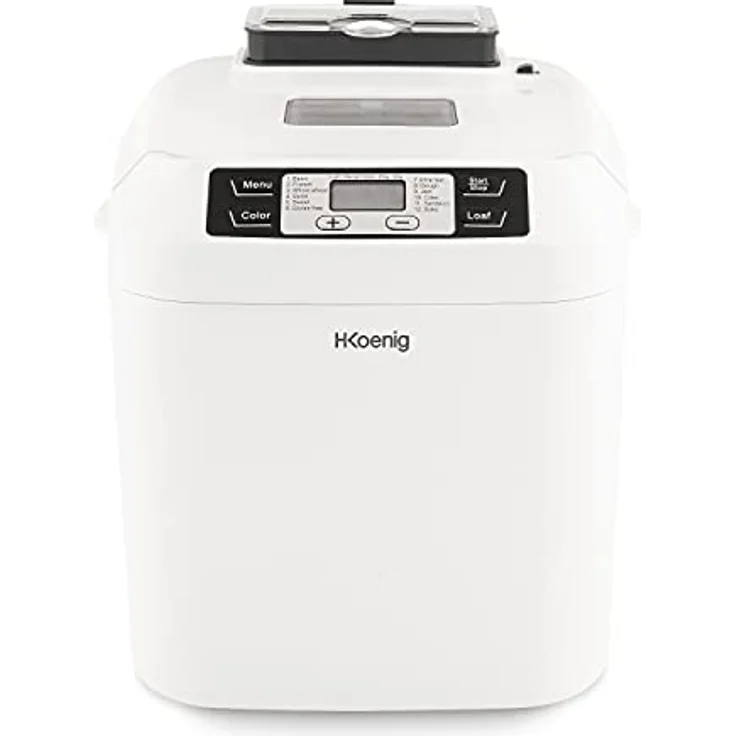 H.Koenig BAKE340 Brotbackautomat, 550 Watt, 12 Programme, LCD-Display, Antihaftbeschichtung, Sichtfenster, Temperaturregulierung, Warmhaltefunktion, weiß – Bild 3