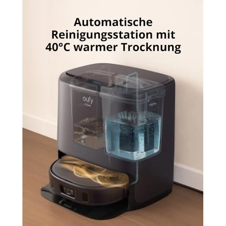 eufy Clean X9 Pro Staubsaugerroboter mit Wischmopp und Reinigungsstation, 5.500 Pa Saugkraft, 2 rotierende Wischmopps, Automatische Wischmopp Reinigung und Trocknung bei 40°, KI Hinderniserkennung – Bild 5