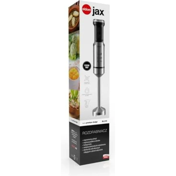Eldom Stabmixer, Elektrischer Stabmixer aus rostfreiem Stahl, 12 Geschwindigkeiten & Turbo-Taste, 1000W Leistung, silber/schwarz – Bild 2