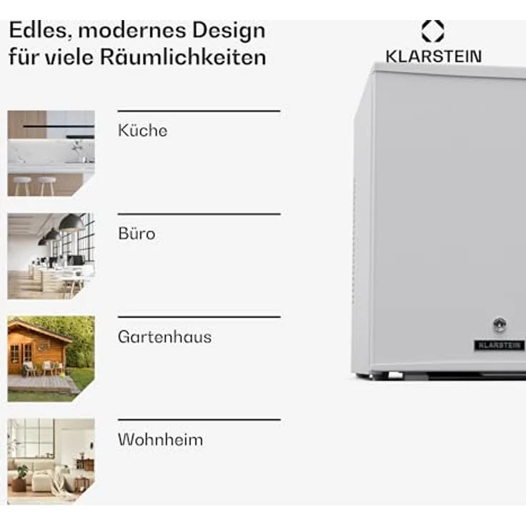 Klarstein Kühlschrank - mit Glastüre, 44L Mini-Kühlschrank für Getränke & Snacks, Kühlschrank Klein & Leise, Verstellbare Ablagen, Schloss, wechselbarer Türanschlag, höhenverstellbare Füße, LED-Innenbeleuchtung – Bild 5