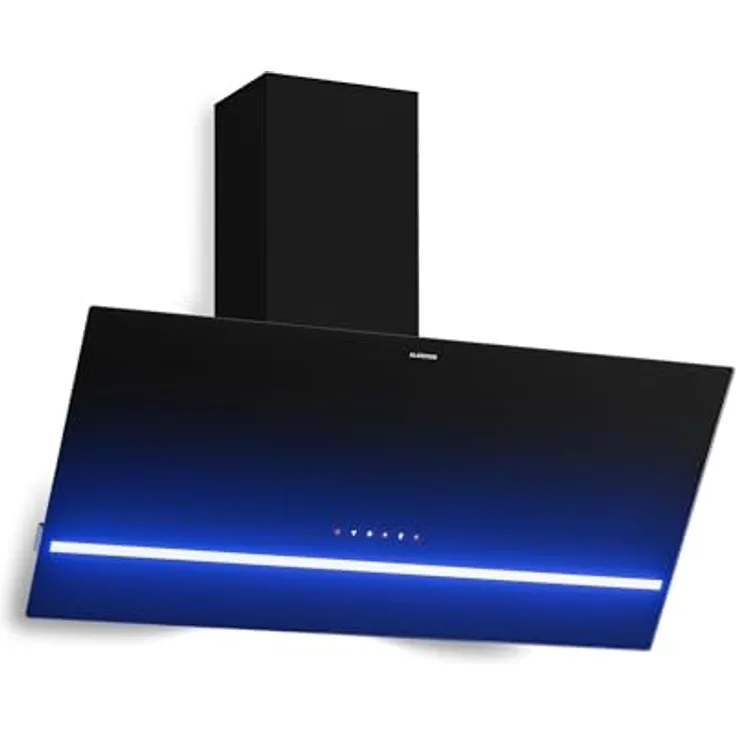 Klarstein Illuminosa Kopffreihaube 90 cm, 818 m³/h Boost, Touchpanel, LED-Beleuchtung, A++ Energieeffizienz, Umluft & Abluft, Aluminium- & Kohlefilter