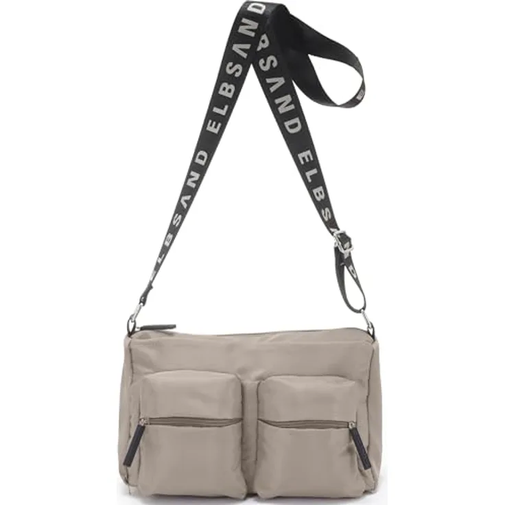 Elbsand Umhängetasche, modische Schultertasche mit verstellbarem Schulterriemen, vegan, schwarz