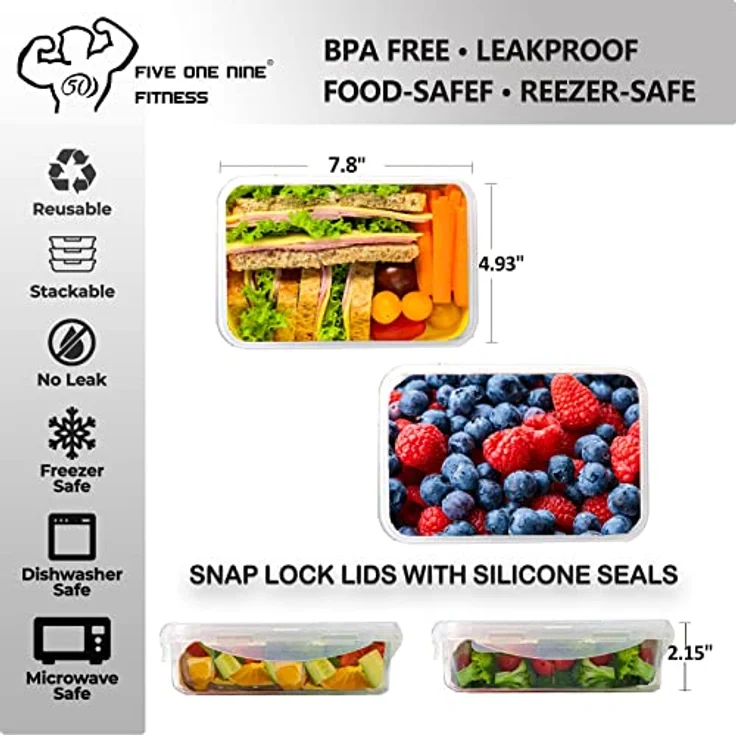 UPGRADED 519 Fitness Meal Prep Rucksack, isoliert, wasserdicht, Kühler, Lunch-Rucksack, Wanderrucksack für Herren und Damen, Picknick-Kühler Rucksack mit 3 Mahlzeit-Behältern und 2 Kühlakkus Large grau – Bild 6