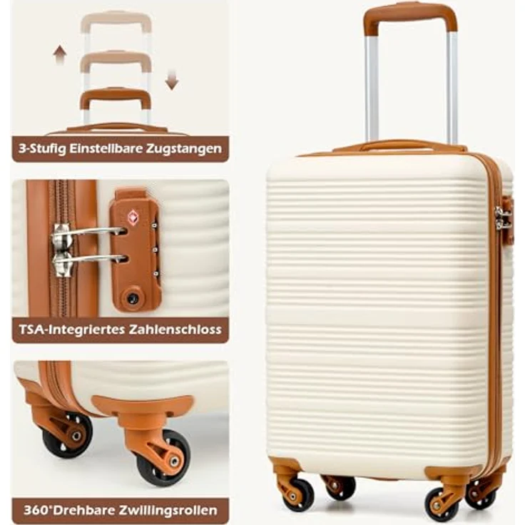 COOLIFE Handgepäck Koffer 55x35x20cm, leicht mit 4 Silent Spinner Rädern, TSA-Schloss, ABS-Hartschale für Ryanair & Easyjet – Bild 3