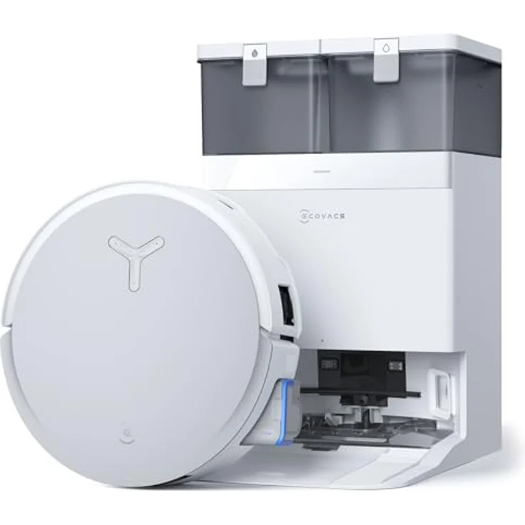 ECOVACS DEEBOT X8 Omni Saugroboter mit Wischfunktion, 18.000 Pa, OZMO Roller Wischwalze mit kontinuierlicher Frischwasser-Selbstreinigung, Moppwäsche mit 76°C heißem Wasser, Heißlufttrocknung, Weiß – Bild 1