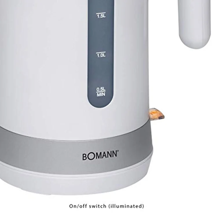 Bomann WK 5012 CB Wasserkocher, 1,8 L, Kalkfilter (herausnehmbar), verdecktes Edelstahlheizelement, 2 außenliegende Wasserstandsanzeigen – Bild 3