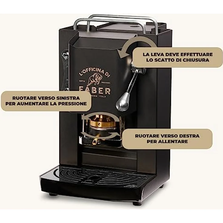 Faber Coffee Machines Pro Deluxe Espressomaschine ESE Pad 44 mm, Tassenwärmer, schnelle Aufheizung, einfache Reinigung, Chrom-Finish – Bild 6