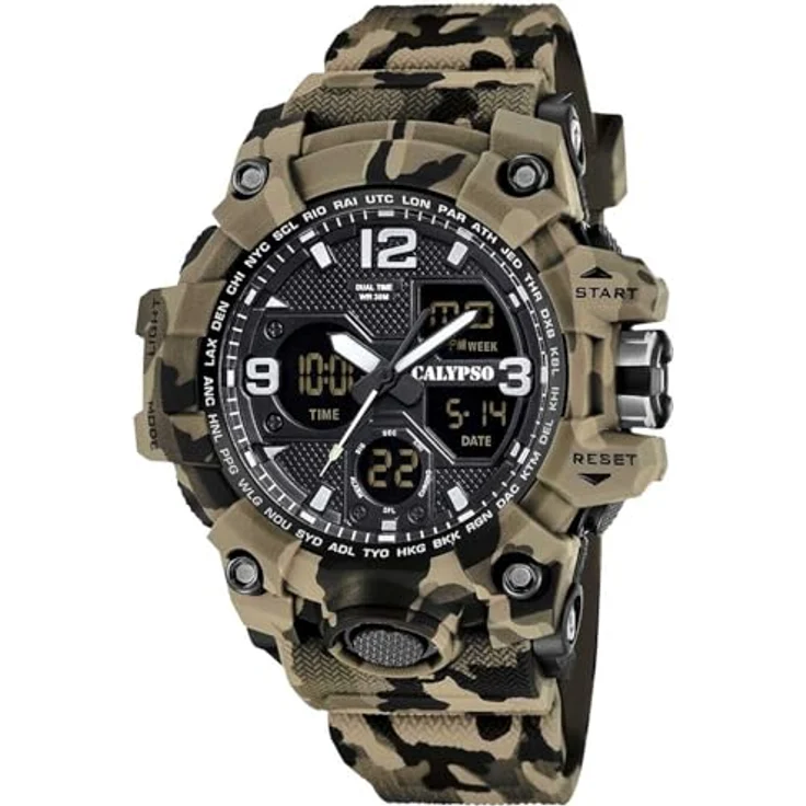 Calypso Sport Watch K5855/1, Analog-Digital Armbanduhr im braun-schwarzen Camouflage Design – Bild 1