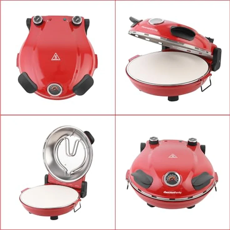 Melchioni Family BELLA Napoli Plus, Minibackofen mit 400 °C Maximaltemperatur, Ø 31 cm Schamottstein, für Pizza und Flammkuchen – Bild 3