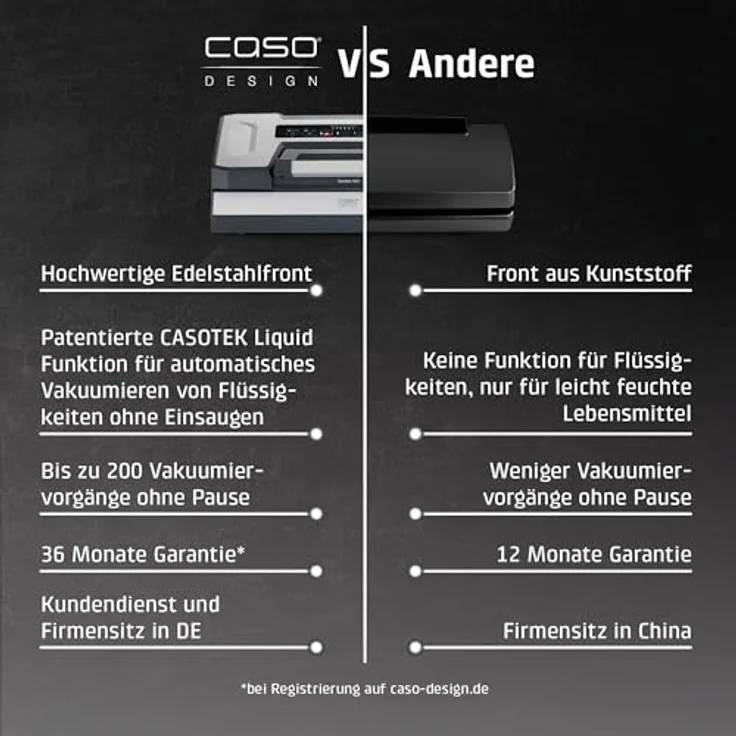 Caso Vakuumierer VRH 800 advanced Pro, mit CASOTEK® Liquid Funktion, Edelstahlgehäuse, 130W, 30 cm Schweißnaht, inklusive 2 VacuBoxxen und umfangreichem Zubehör – Bild 11