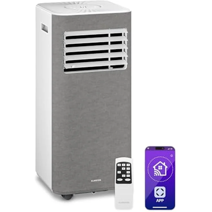 Klarstein AireLux Mobile Klimaanlage 9.000 BTU, 3-in-1: Kühlung, Entfeuchter & Ventilator, für Räume bis 33 m², Smart App & Sprachsteuerung, Grau – Bild 1