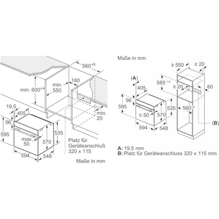 Bosch Serie 4 HBA271BB3 Einbau-Backofen, 71 l Garraum, 5 Beheizungsarten, Schwarz, Selbstreinigung Pyrolyse, TouchControl Bedienung – Bild 8