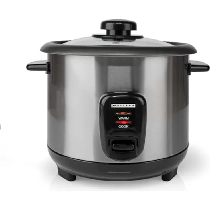 MELISSA Reiskocher RK-1,0L, 1,0 l, 400 W, Antihaftbeschichtung, Dampfkorb, Edelstahlgehäuse, Warmhaltefunktion