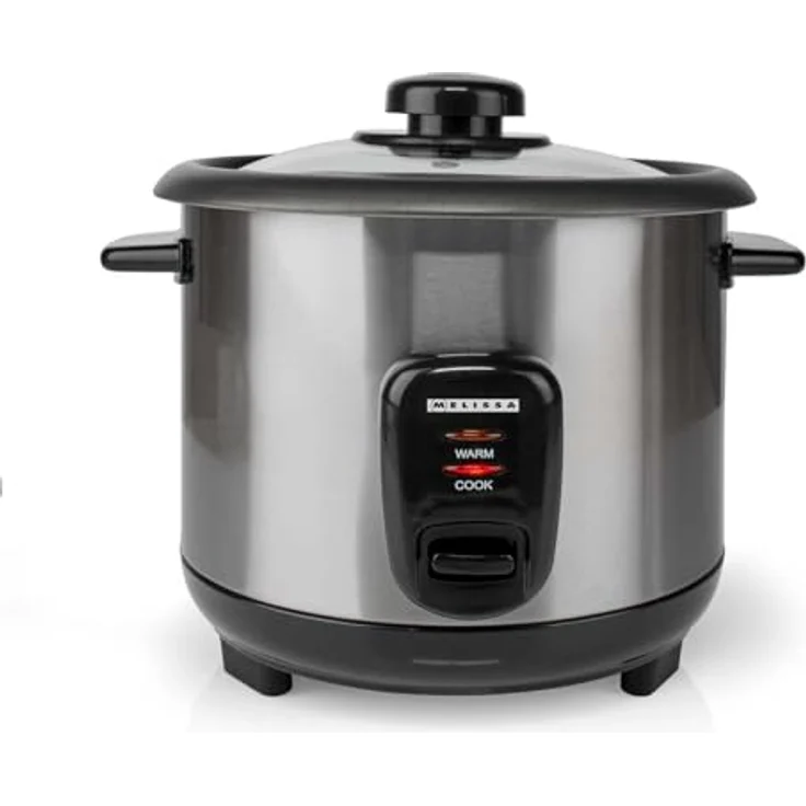 MELISSA Reiskocher RK-1,0L, 1,0 l, 400 W, Antihaftbeschichtung, Dampfkorb, Edelstahlgehäuse, Warmhaltefunktion – Bild 1