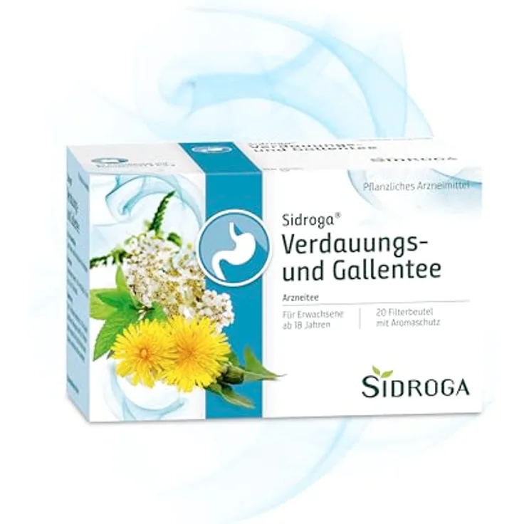 Sidroga Verdauungs- und Gallentee, 20 Filterbeutel à 2 g für Magen- und Darmbeschwerden