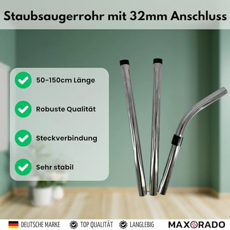Maxorado Staubsaugerrohr für Numatic, 32mm Ersatzteil mit 2 Verlängerungsstangen und gebogener Endstange, kompatibel mit HVR200, NVH180, NRV200, NRV200-22 – Bild 2