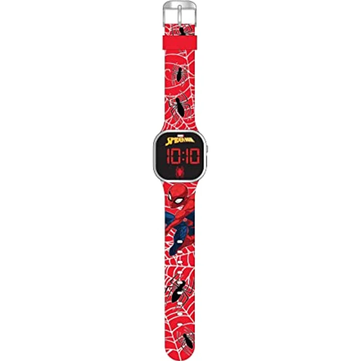 Accutime LED-Kinderuhr Spider-Man Design, lange Batterielaufzeit, Abschalt Automatik, rot – Bild 2