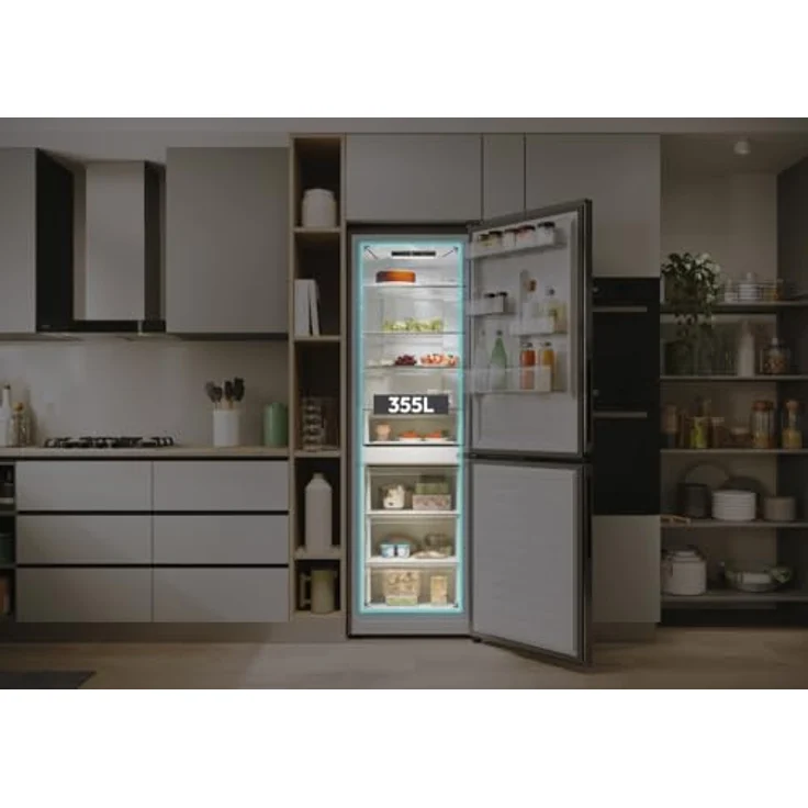 Candy Fresco CNCQ2T618EX, Freistehende Kühl-Gefrierkombination, 355 l, NoFrost, Multi Airflow, Energieeffizienzklasse E, Edelstahl – Bild 7