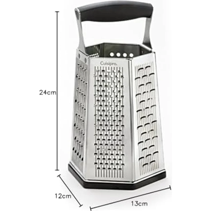 Cuisipro 7-in-1 Turmreibe Reiben, Edelstahl 301-Klinge, 304-Rahmen, PP Griff, TPR-ABS-Bodenteil, 14 x 12 x 25 cm – Bild 7